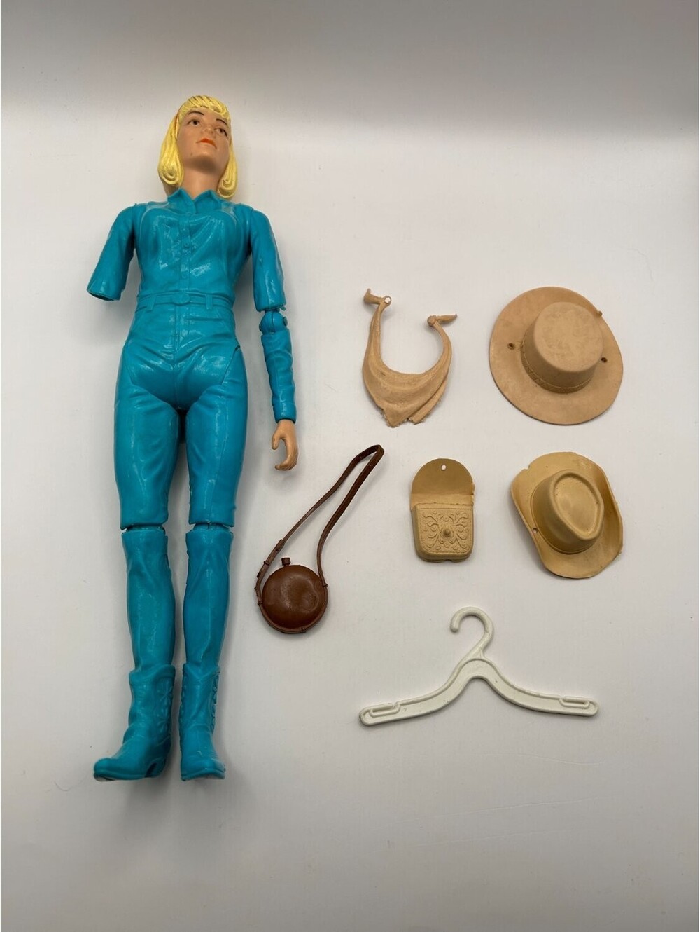 Marx Jane West Vintage Action Figure 1960s 28 Cm Blue For Parts brown canteen